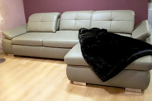 Ecksofa Leder grau