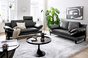 Ledersofa Kombination schwarz Z20269 - stilvoll elegant