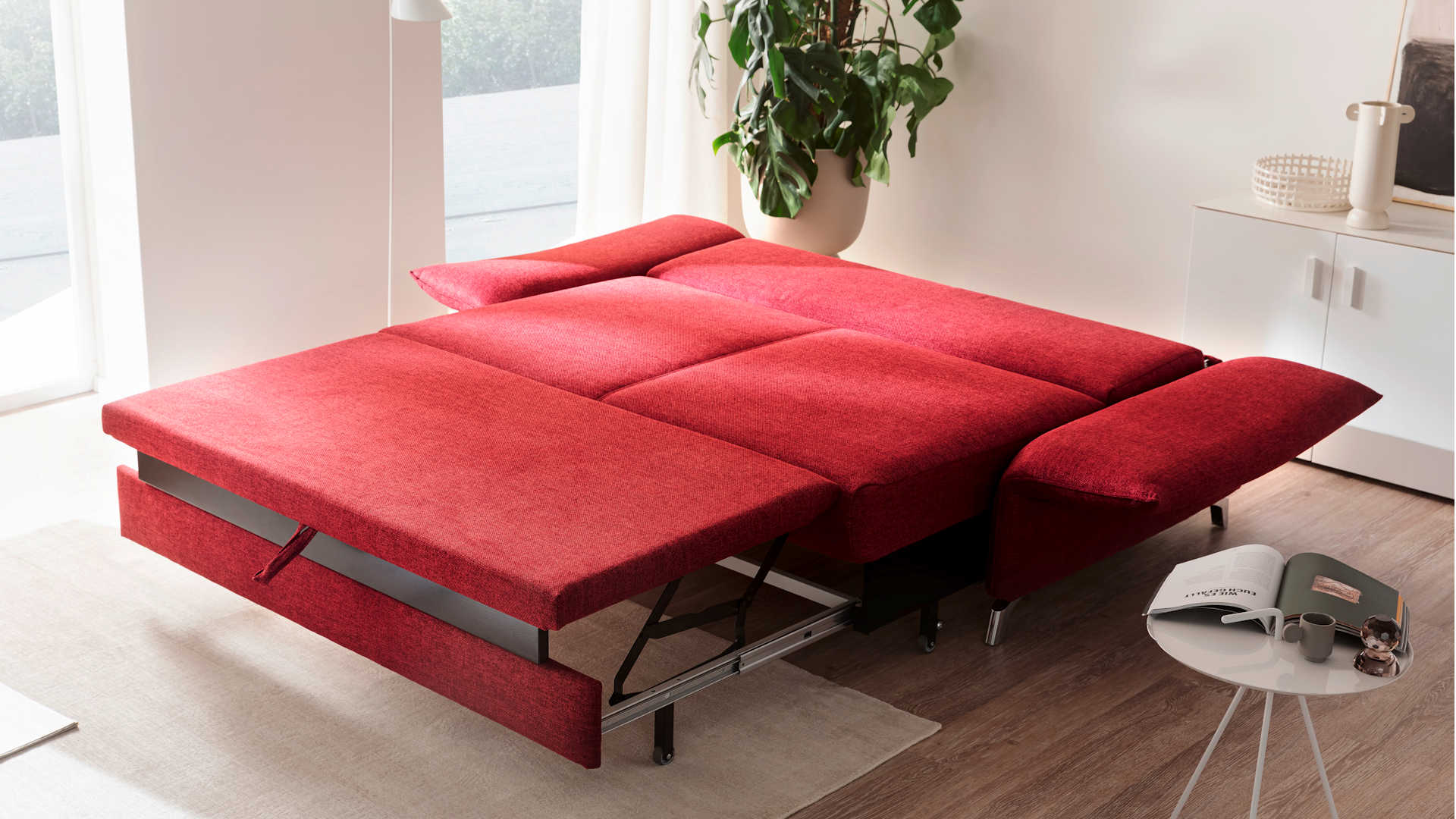 Schlafsofa Z21020 - Stoffbezug, rot