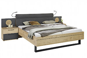 Bett 180x200cm Balkeneiche/Lack taupe Z21839-1